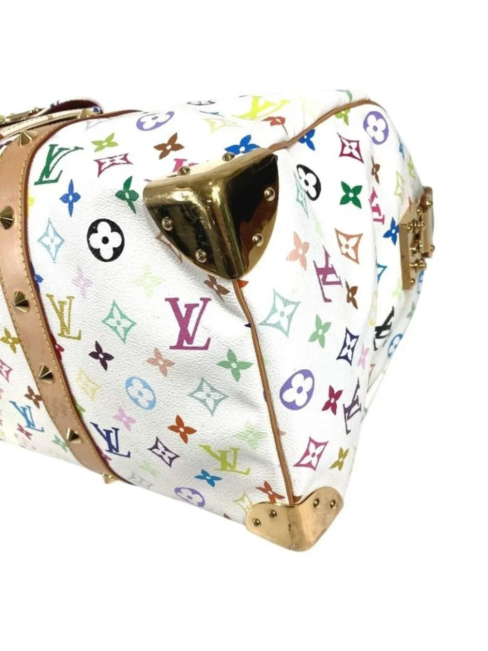 Louis Vuitton Boston Bag Keepall 45 Monogram Multicolor Canvas Blanc White - Picture 6 of 9